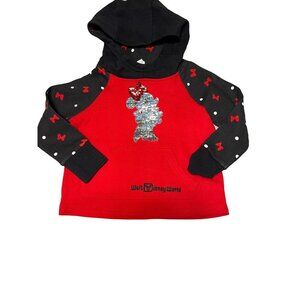 Disney Minnie Mouse Reversible Sequin Hoodie Sweatshirt Pullover Excellent VERY